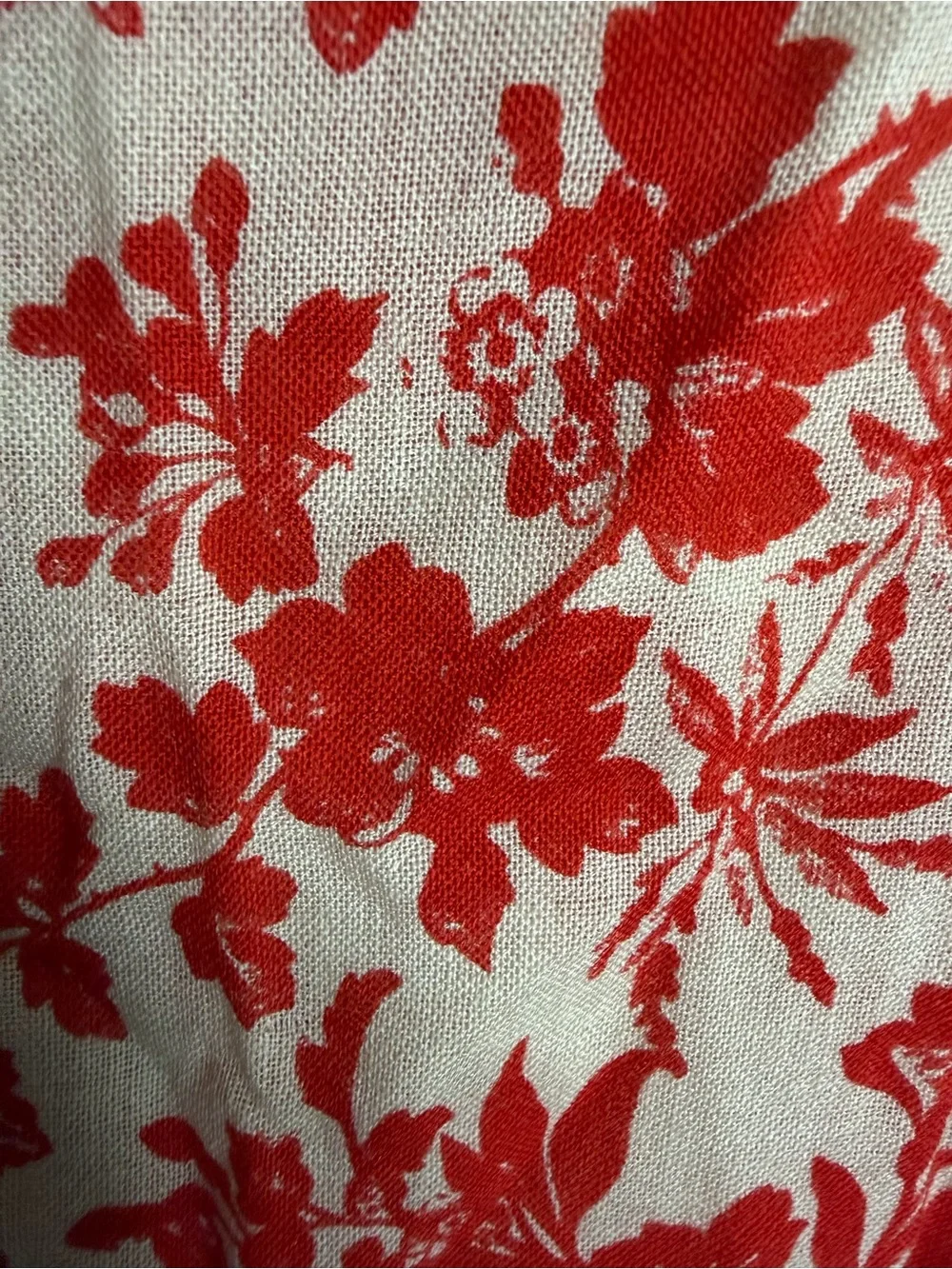 J. Crew Red Floral Lightweight Wrap Scarf 100% Wool